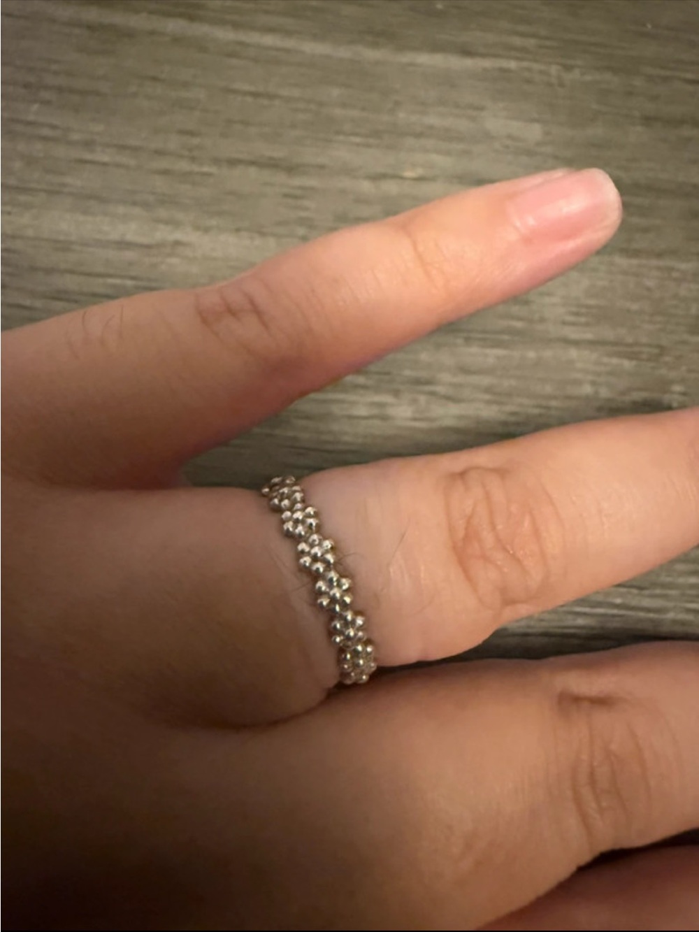 Pandora Silver Beaded Flower Stack Ring